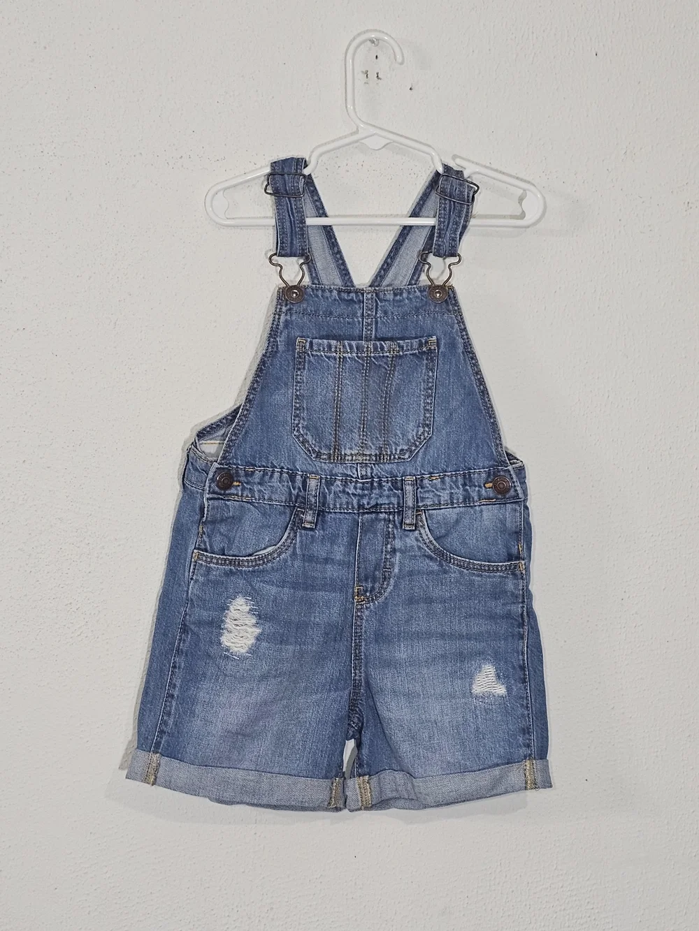 OshKosh B'gosh Girls Jean Overalls Shorts Size 5 Classic Vestbak Heritage Style